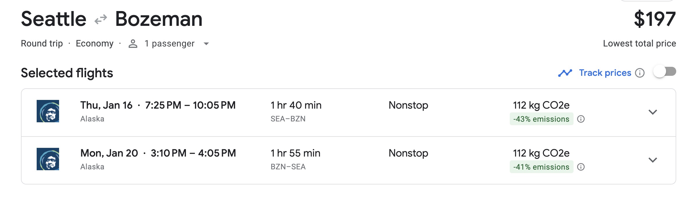 Seattle to Bozeman airfare